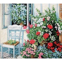 Luca-s Terrace With Flowers Counted Cross Stitch Kit