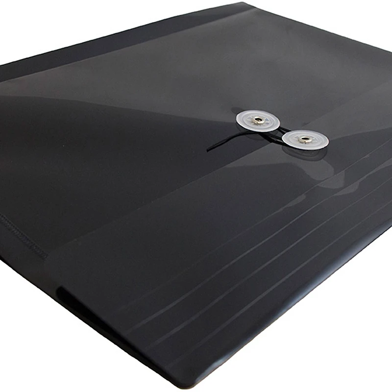 JAM Paper 9.75" x 13" Black Plastic Button String Expansion Booklet Envelopes, 108ct.