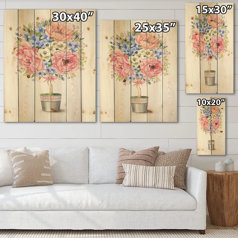 Designart - Flower Tree In A Pot With A Bow