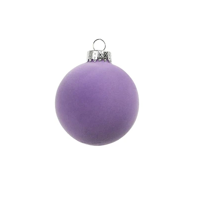 6 Pack 2.5" Flocked Glass Ball Ornaments by Ashland