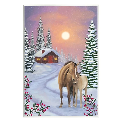Stupell Industries Holiday Horses Winter Scene Wall Plaque Art