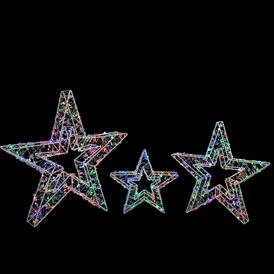 LED Color Changing Stars Outdoor Christmas Décor Set