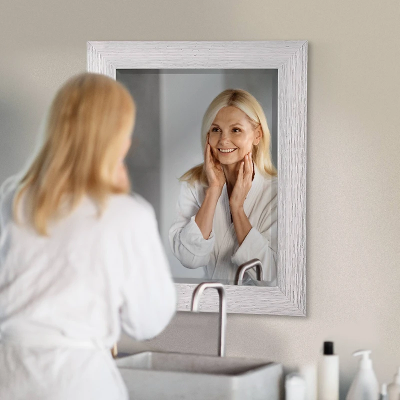 Head West 29" Chrome Textured Frame Accent Wall Mirror