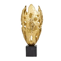 Gold Aluminum Contemporary Sculpture, 23" x 10" x 10"