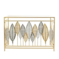 Gold Metal Contemporary Console Table, 30" x 44" x 16"