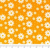 SINGER Small White Flowers on Yellow Cotton Fabric