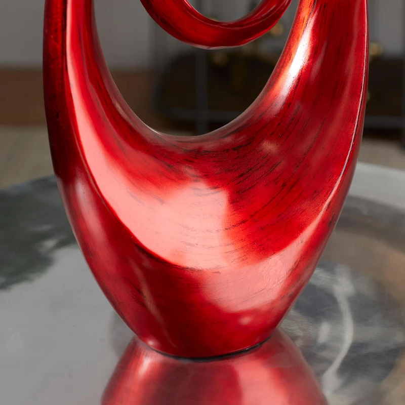 20" Red Polystone Contemporary Swirl Sculpture
