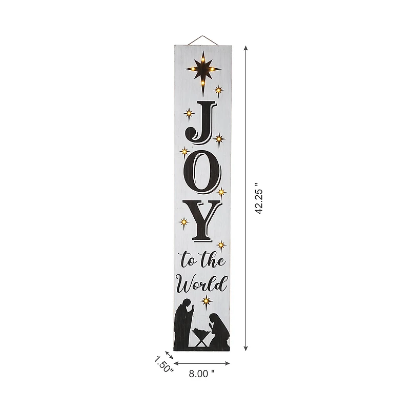 Glitzhome® 42" Lighted Wooden Nativity Porch Sign with Timer