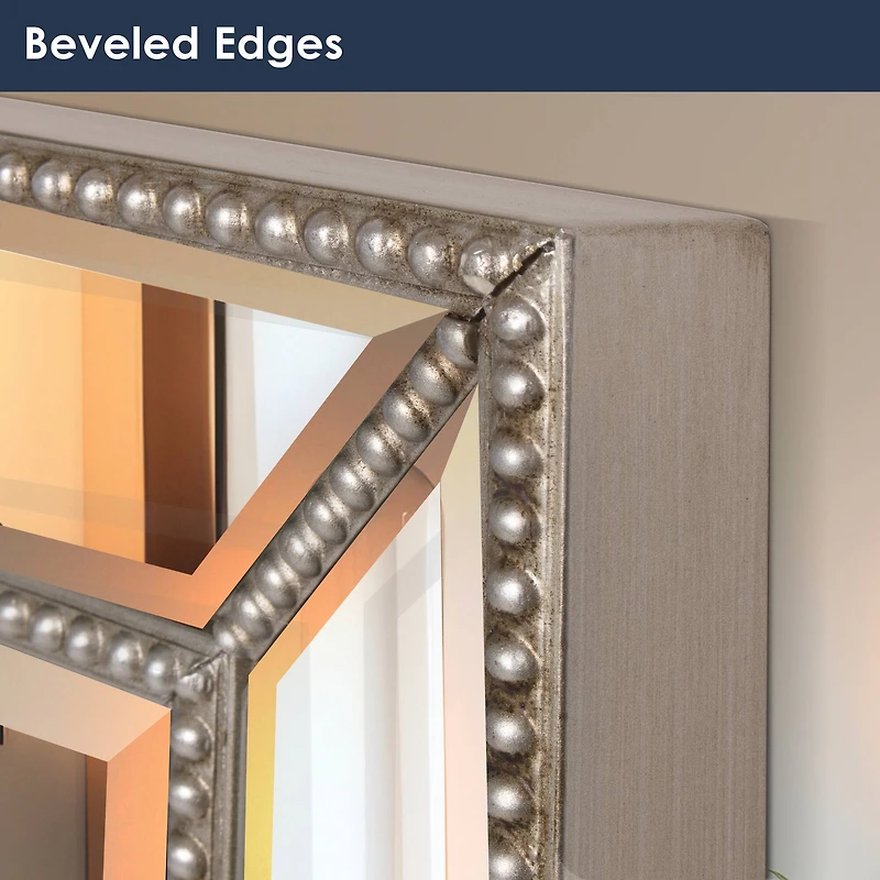 Head West 30" Silver Metro Beaded Glass Framed Vanity Mirror