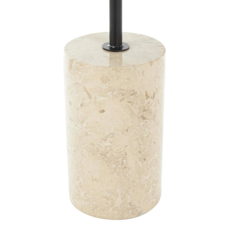 20.5" Black Wood Accent Table with Ivory Marble Base