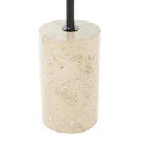 20.5" Black Wood Accent Table with Ivory Marble Base