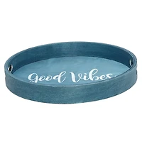 Elegant Designs™ 13.8" Round Good Vibes Serving Tray with Handles