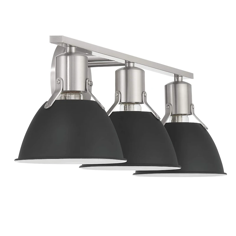 Hello Honey® 24" Cooper Black & Nickel Metal 3-Light Vanity Light with Etched Glass Shades