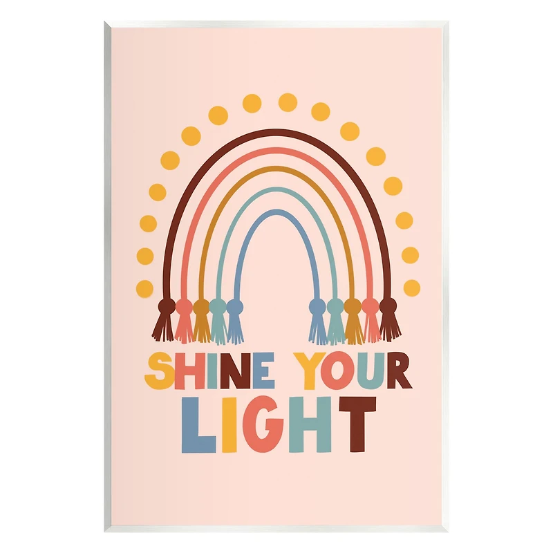 Stupell Industries Shine Your Light Hanukkah Rainbow Wall Plaque Art