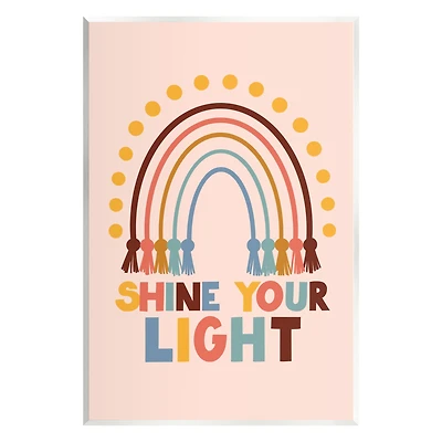 Stupell Industries Shine Your Light Hanukkah Rainbow Wall Plaque Art