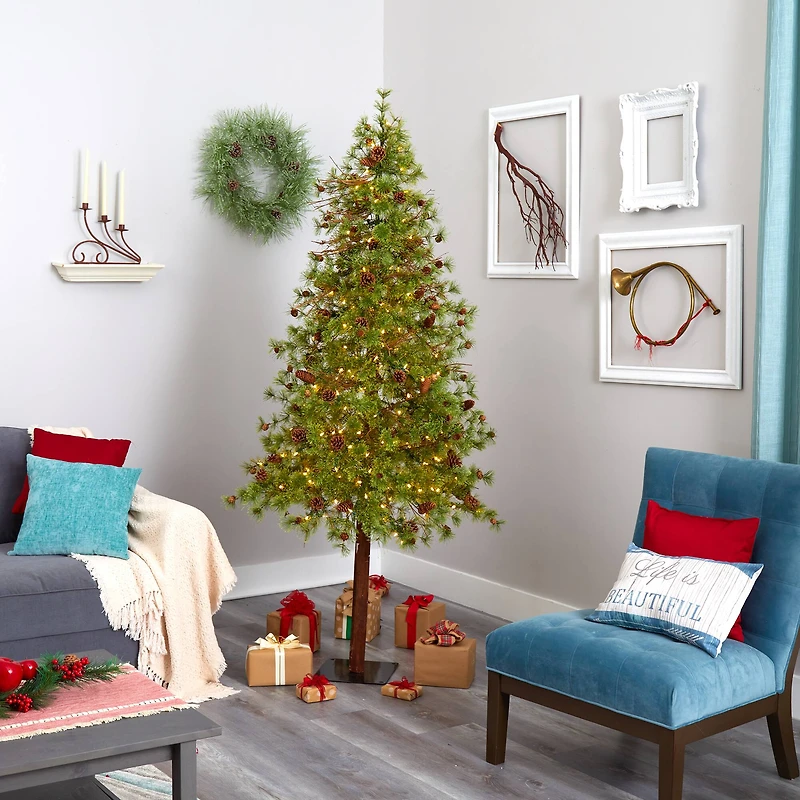 7ft. Pre-Lit Wyoming Alpine Artificial Christmas Tree, Clear LED Lights