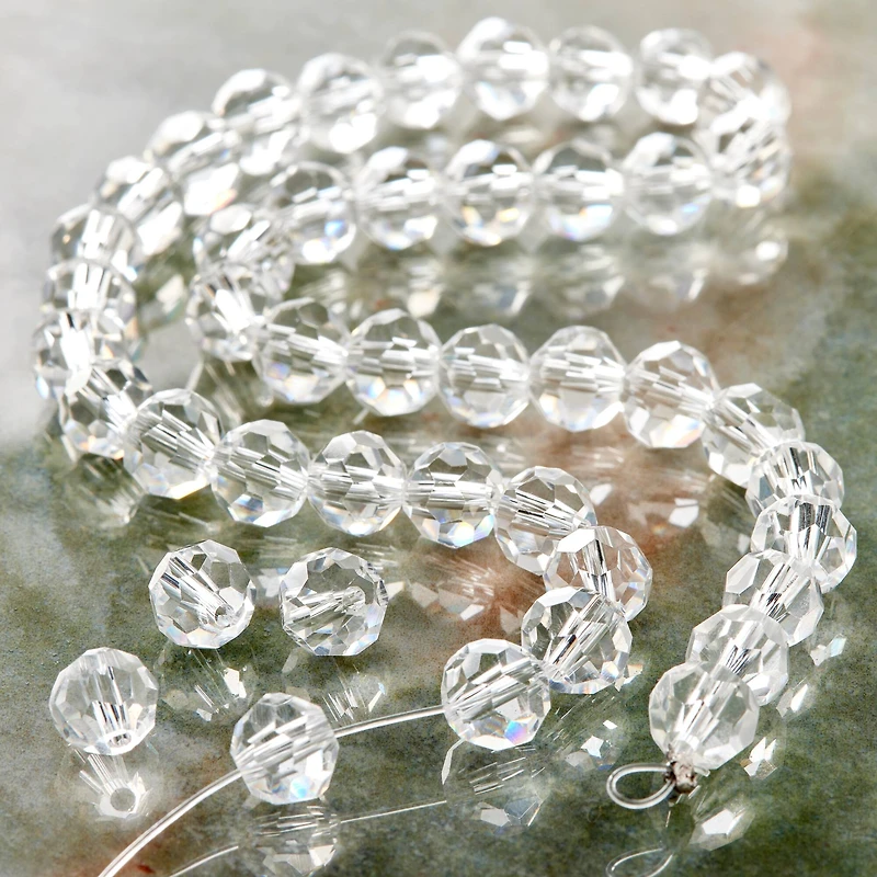 Crystal Glass Faceted Round Beads, 8mm by Bead Landing™