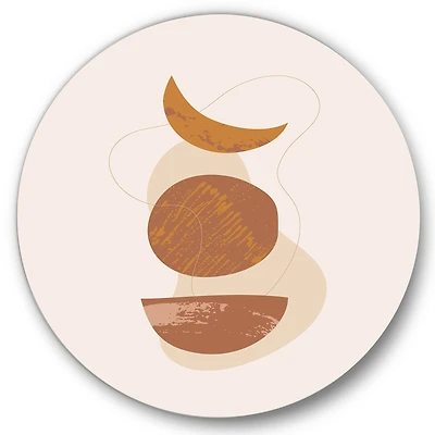 Designart - Moon and Sun Shapes In Retro Terracotta Tones I