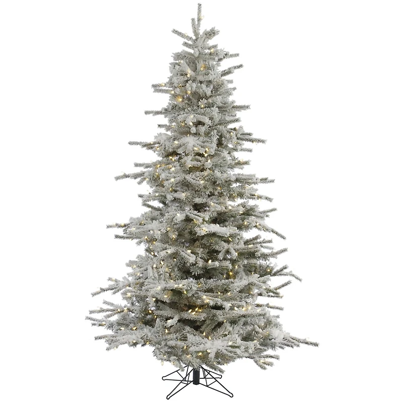 7.5ft. Pre-Lit Flocked Sierra Fir Artificial Christmas Tree, Pure White Dura-Lit® LED Lights