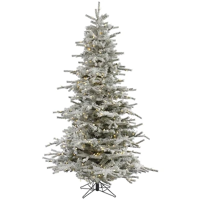 7.5ft. Pre-Lit Flocked Sierra Fir Artificial Christmas Tree, Pure White Dura-Lit® LED Lights