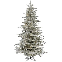 7.5ft. Pre-Lit Flocked Sierra Fir Artificial Christmas Tree, Pure White Dura-Lit® LED Lights
