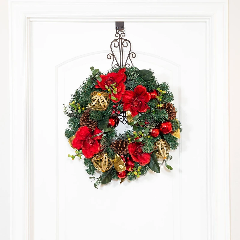 Village Lighting 24" Red Magnolia Wreath