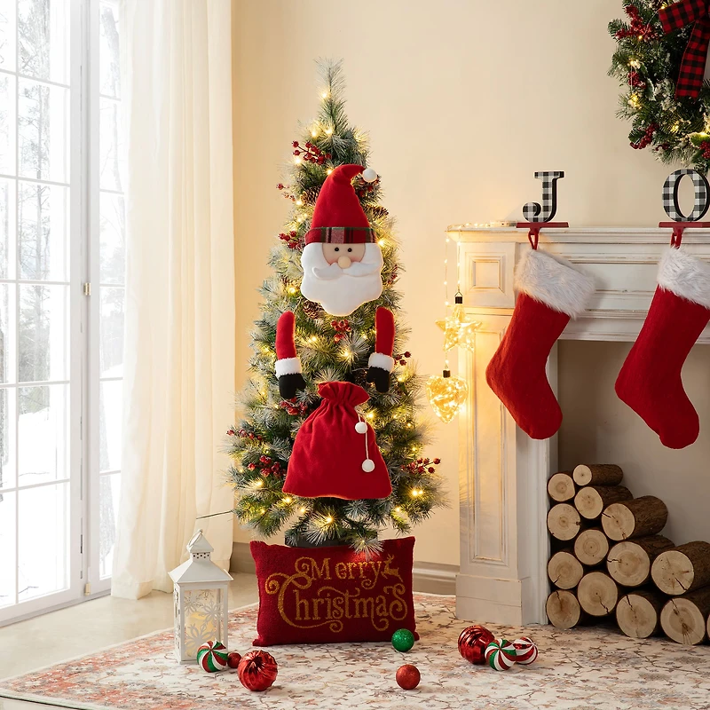 Glitzhome® 20" Jumbo Christmas Fabric Santa Ornament Set