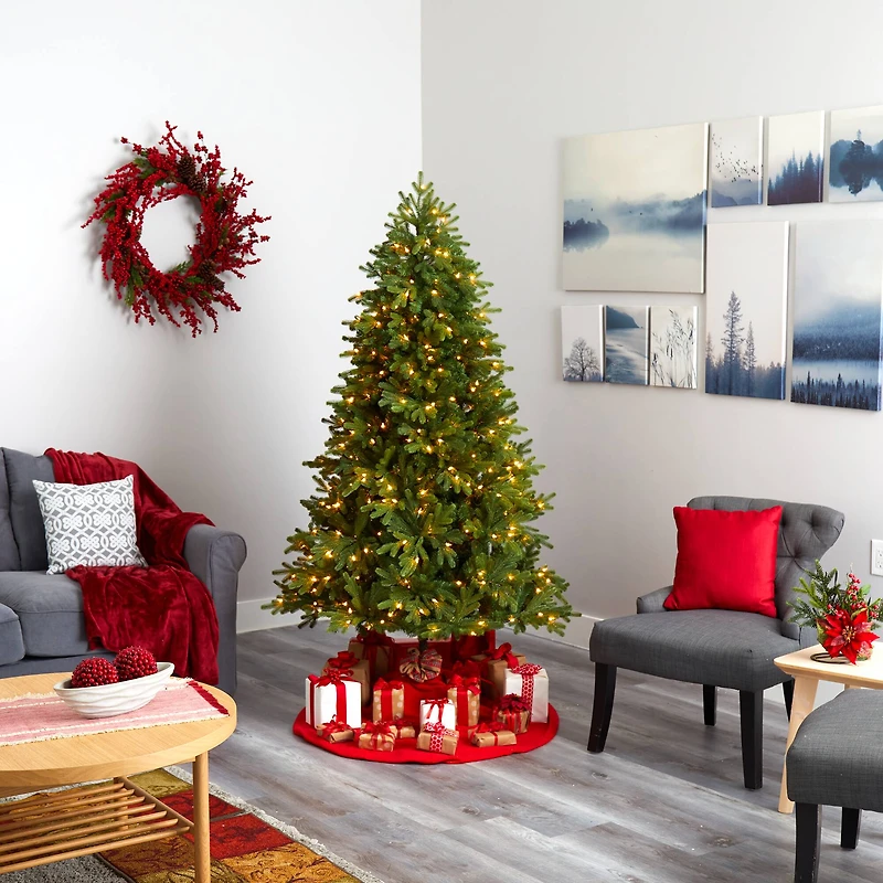 6.5ft. Pre-Lit Washington Fir Artificial Christmas Tree, Clear LED Lights