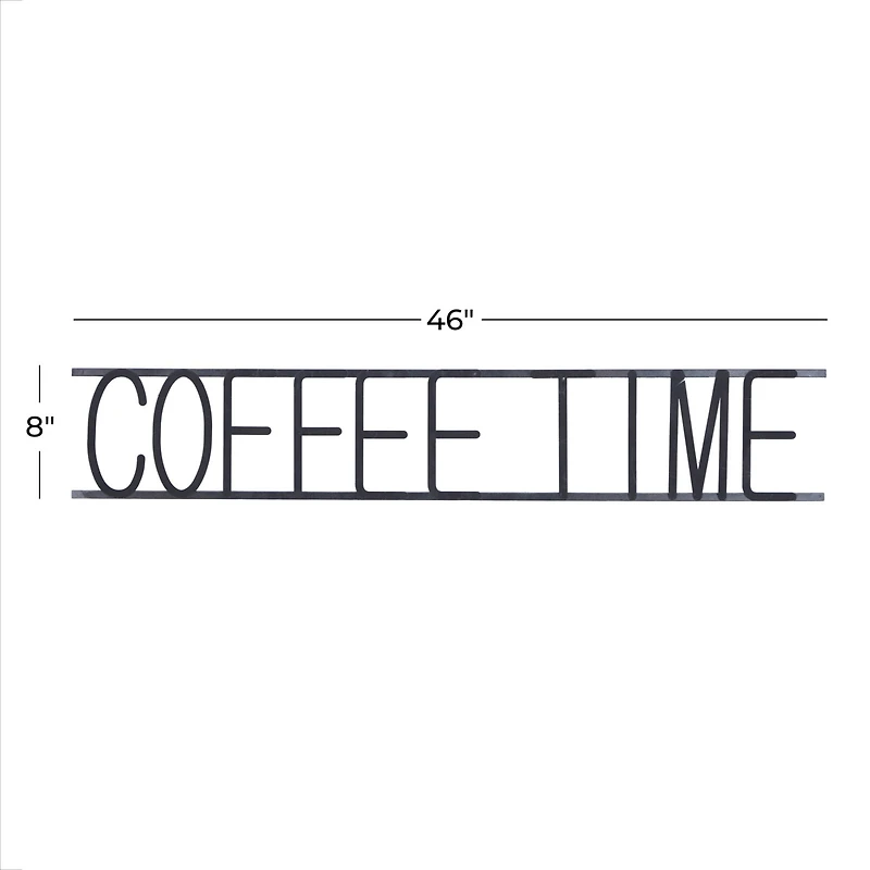 46" Black Coffee Time Iron Wall Sign