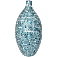 22" Blue Mother of Pearl Handmade Mosaic Inspired Vase
