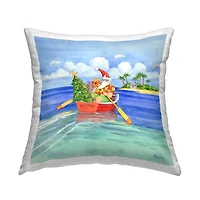 Stupell Industries Tropical Santa Claus Warm Seasonal Island Throw Pillow, 18" x 18"