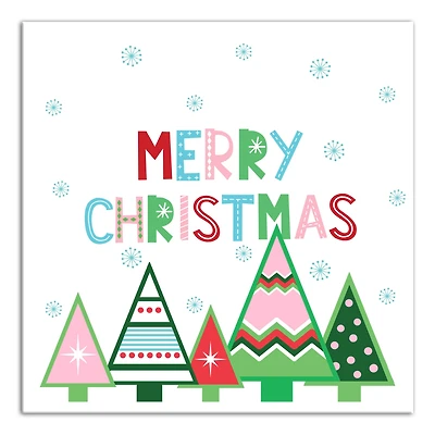 Merry Christmas Trees Canvas Wall Art