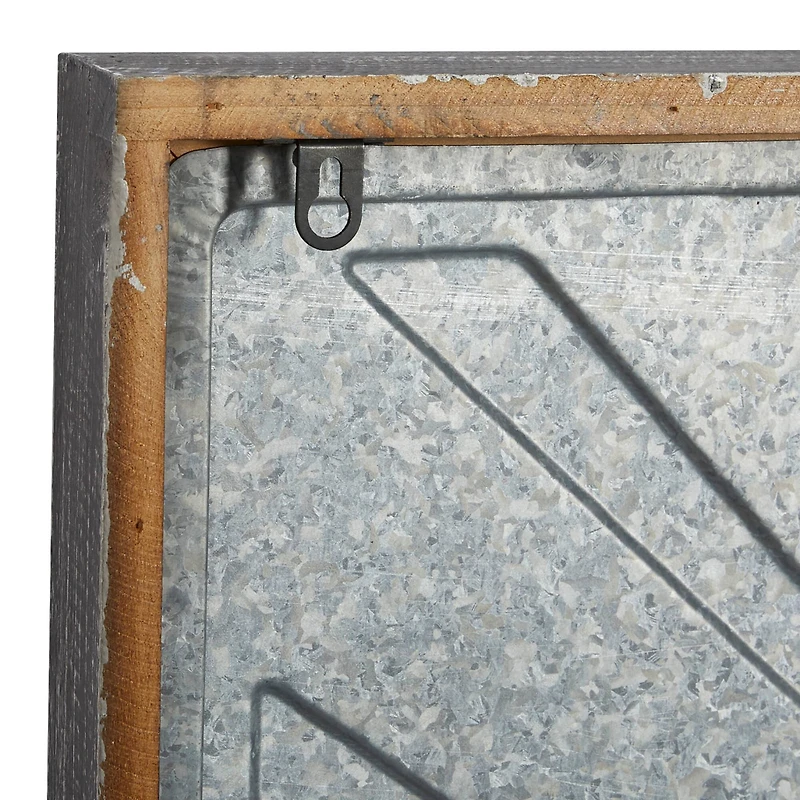 Grey Farmhouse Metal Wall Clock, 25" x 25"