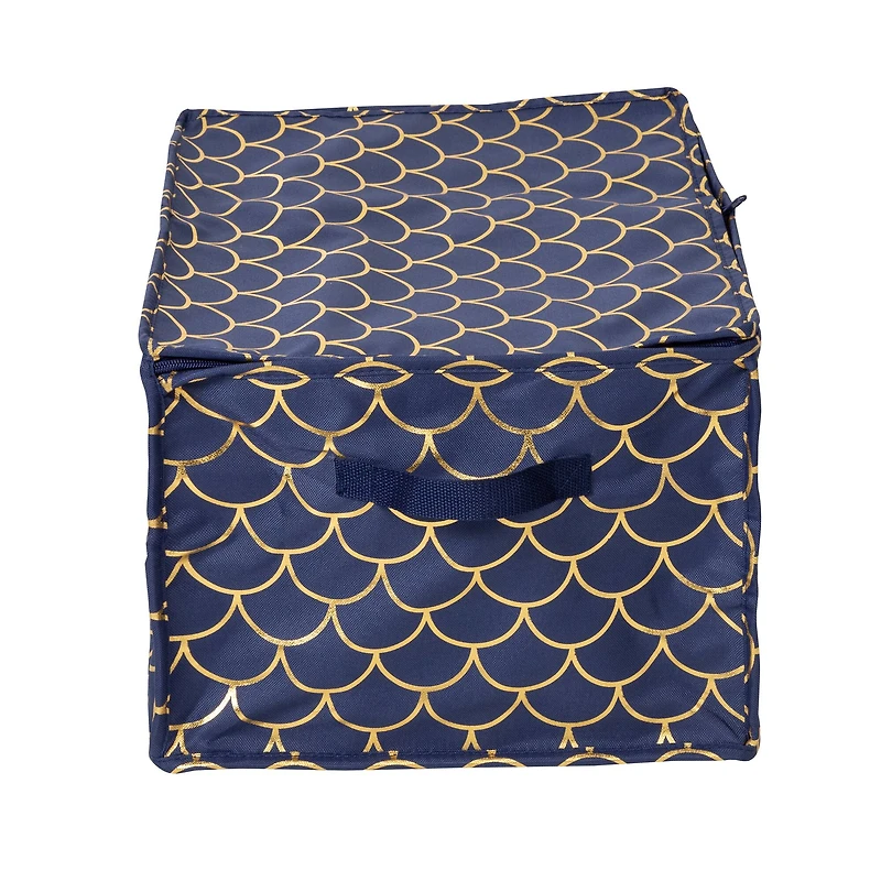 Honey Can Do Golden Scallop Print Stemware Storage Box Set