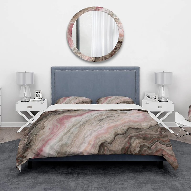 Designart 'Grey Onyx with Rose Inclusions' Mid-Century Modern Bedding Set