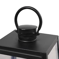 Tall Black Minimalist Metal Candle Lantern Set with Ring Handles