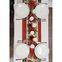 Wizardi 13.75" x 67" Poinsettia Christmas Table Runner