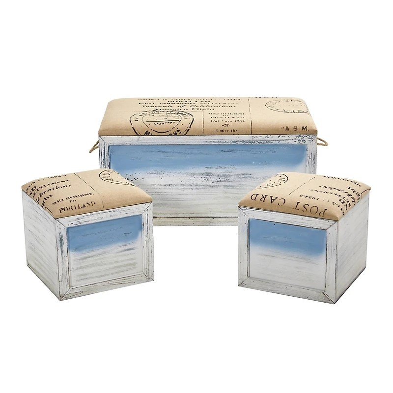 Ocean Breeze Storage Boxes, Bench and Seating Set