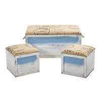 Ocean Breeze Storage Boxes, Bench and Seating Set