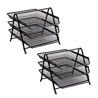 Mind Reader Network Collection Black Metal Mesh 3-Tier Paper Tray