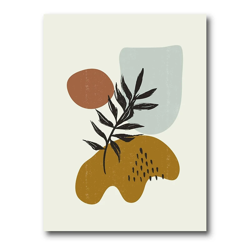 Designart - Botanical Minimalist Leaf With Abstract Shapes II