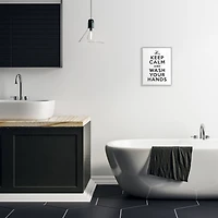 Stupell Industries Keep Calm & Wash Your Hands Wall Art in Gray Frame