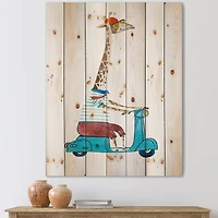 Designart - Giraffe Dressed Up Wearing Helmet & Riding Scooter