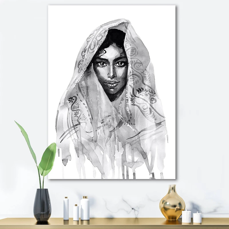 Designart - Monochrome Portrait of Young Indian Woman I