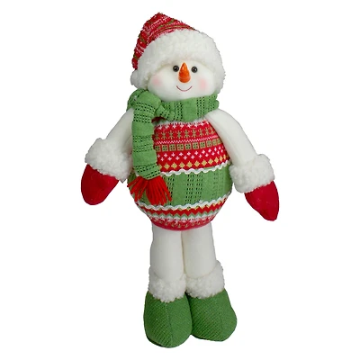 17.5" Red & Green Jolly Plush Snowman Christmas Figure