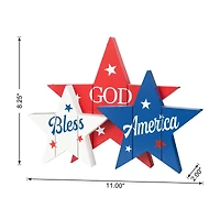 Glitzhome® 11" Wooden Patriotic America Stars Table Décor