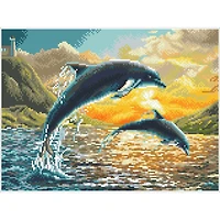Diamond Dotz® Intermediate Dolphin Sunset Pre-Framed Diamond Painting Kit