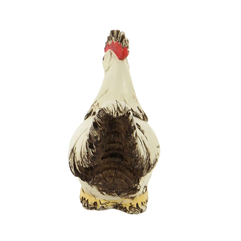 12" White Stone Rooster Garden Sculpture