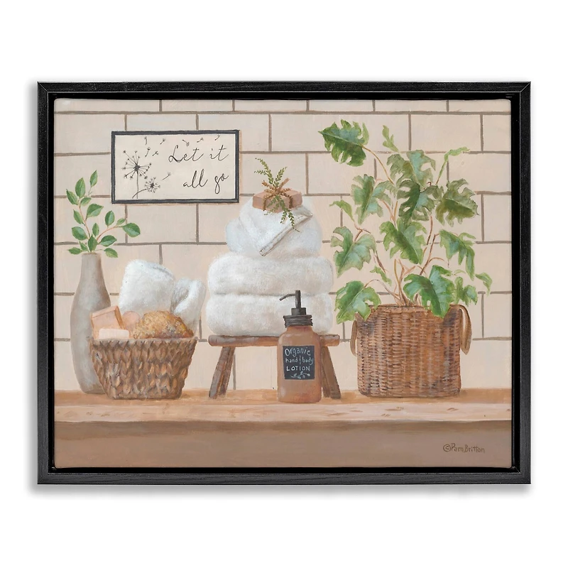 Stupell Industries Comforting Bathroom Spa Still Life Floater Framed Art