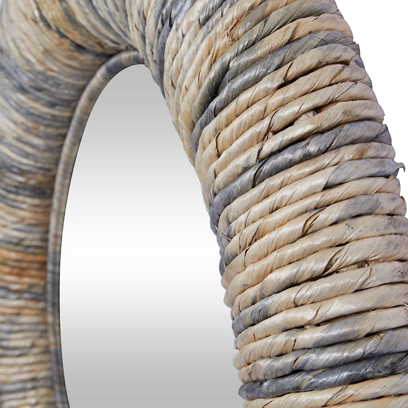 35" Gray Temper Border Coastal Style Round Wall Mirror